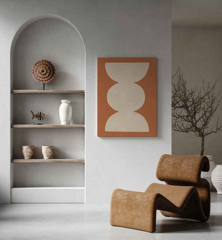 Modern living room showcasing TRIBAL SHAPES XV, GEOMETRIC ART PRINTS, enhancing contemporary decor with tribal elegance.