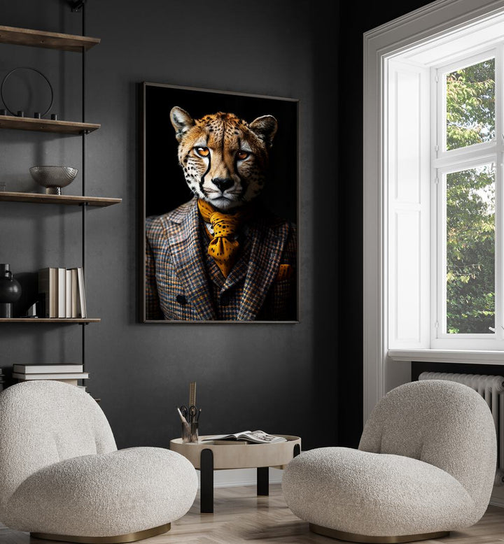 Stylish WILD SUITS - CHEETAH, ANIMAL PAINTINGS by Philippe HUGONNARD, showcasing confidence and wild essence.