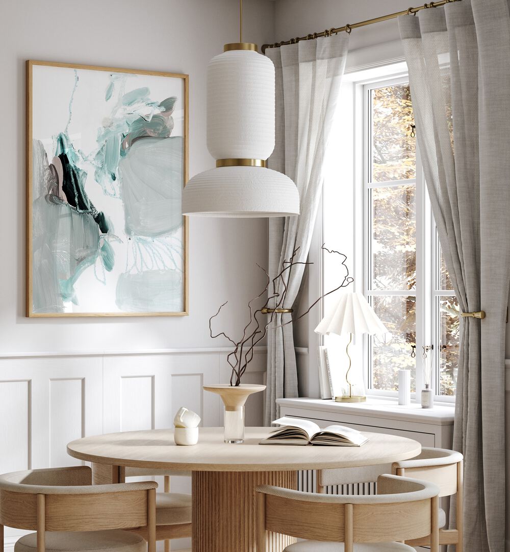 Stylish living room featuring ABSTRACT PAINTING XX, ABSTRACT PAINTINGS with vibrant colors and modern decor accents.