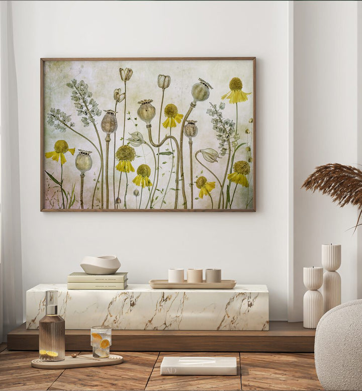 Vibrant POPPIES AND HELENIUM, FLORAL FLOWER PAINTINGS enhance elegant home decor with stunning floral arrangements.