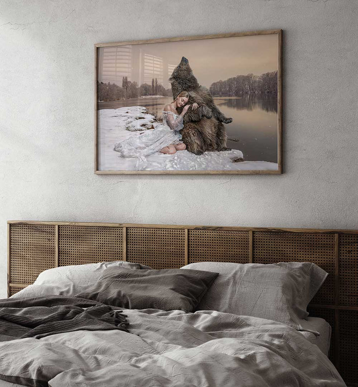 CUDDLING BEAR  , PHOTOGRAPHY PRINTS