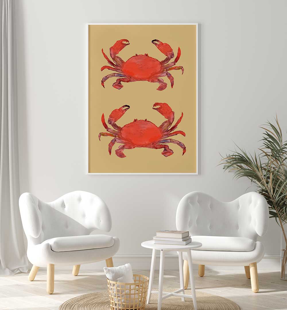 Vibrant CRAB POSTER II, BEACH PAINTINGS adds a coastal touch to your home decor, perfect for beach lovers.