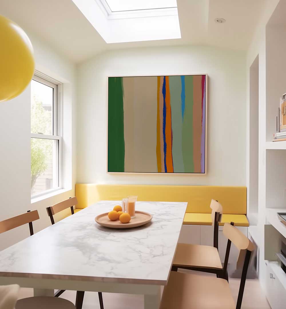 STRIPES WITH EARTHY GREENS , ABSTRACT PAINTINGS