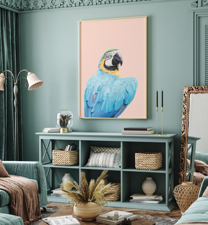 Vibrant BLUE MACAW, ANIMAL PAINTINGS enhance your space with beauty, perfect for bird lovers and nature enthusiasts.