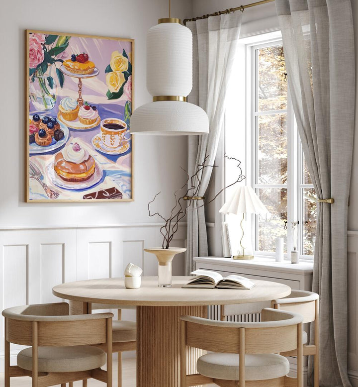 Bright and inviting space featuring DESSERT CAFE, KITCHEN POSTERS with delightful pastries and cozy decor.