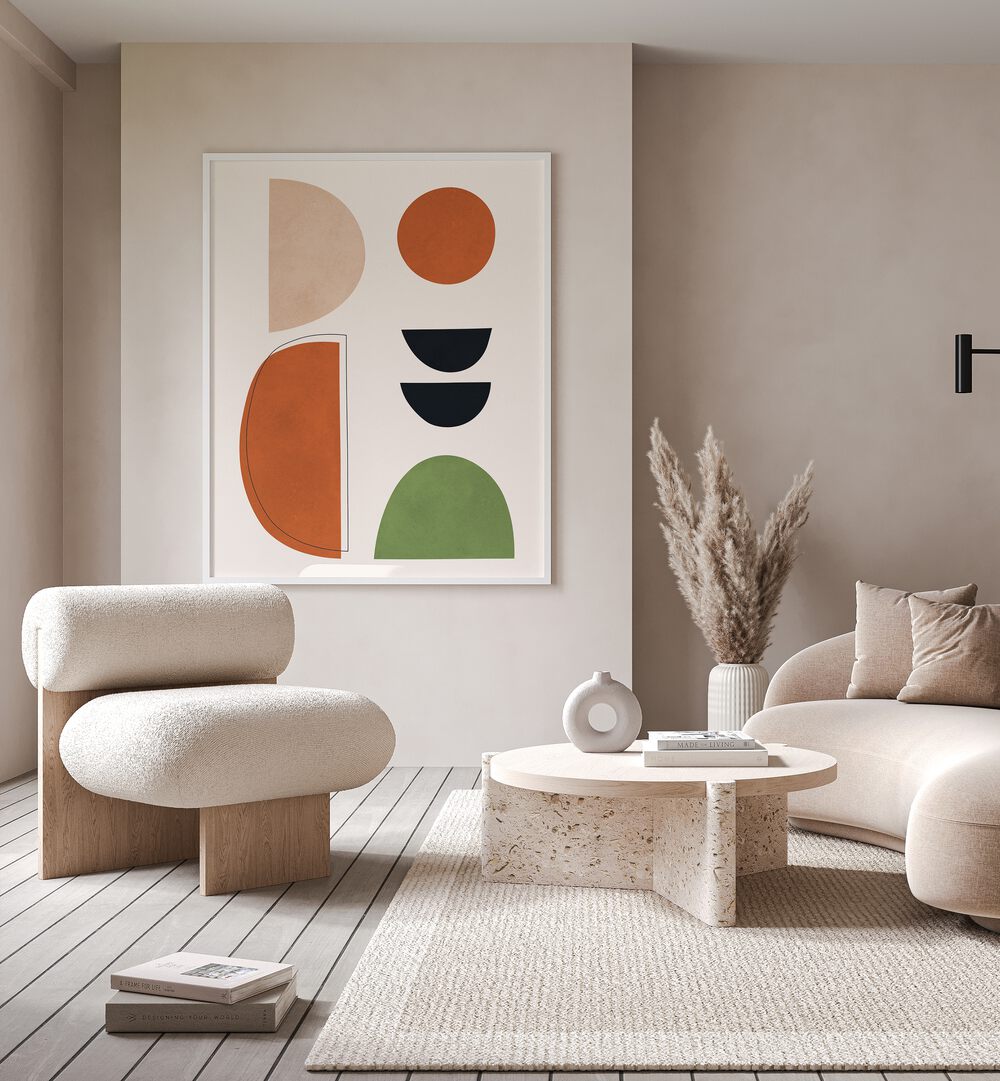 Stylish interior featuring EXPRESSIVE VI, GEOMETRIC ART PRINTS, enhancing artistic expression in modern decor.