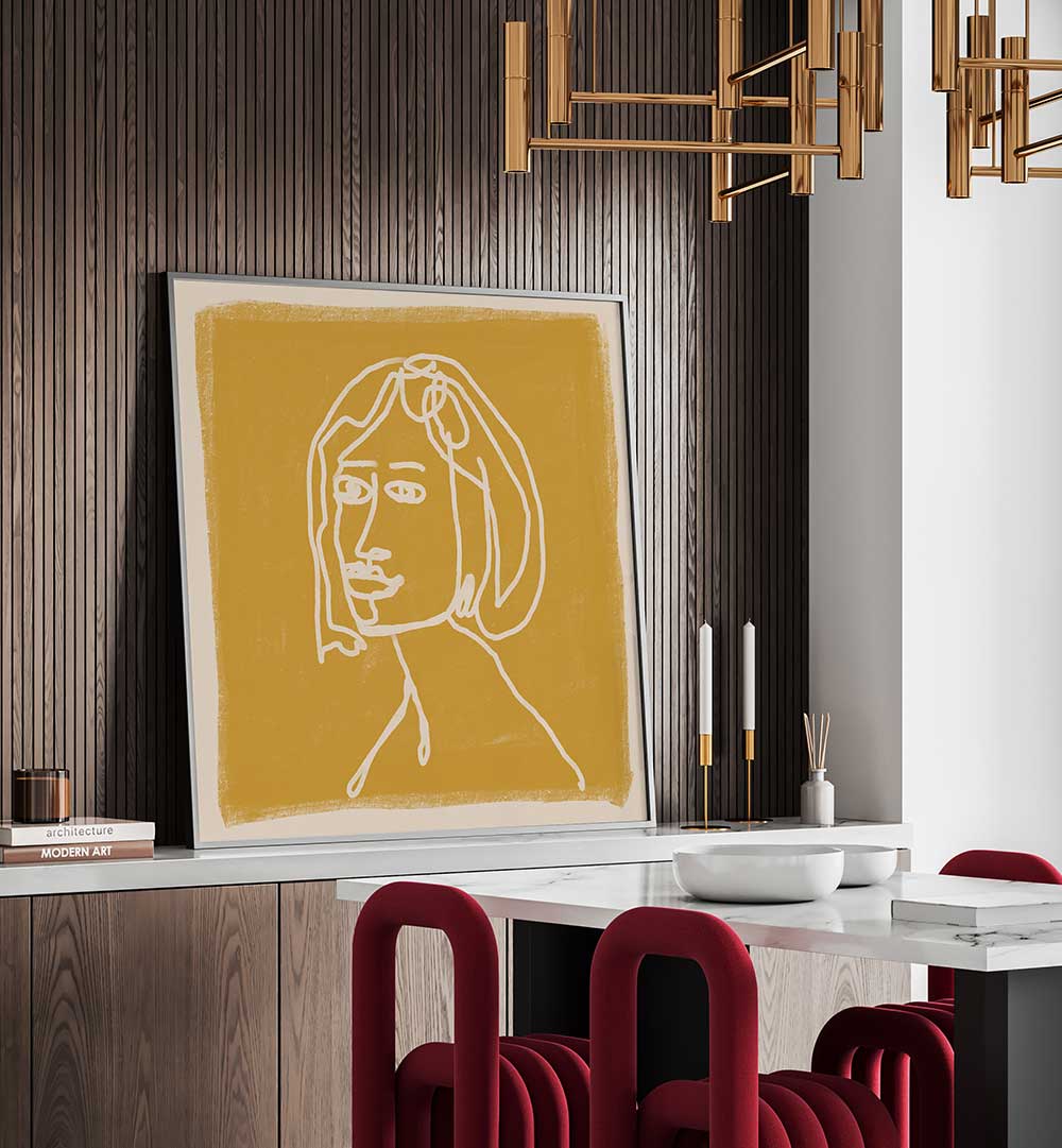 WOMAN IN GOLDS , LINE ART PAINTINGS