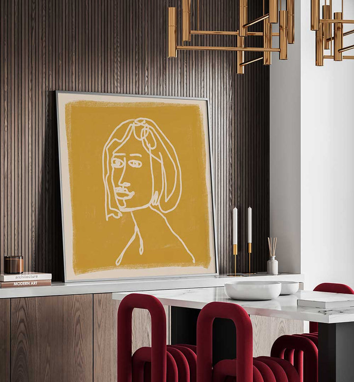 WOMAN IN GOLDS , LINE ART PAINTINGS