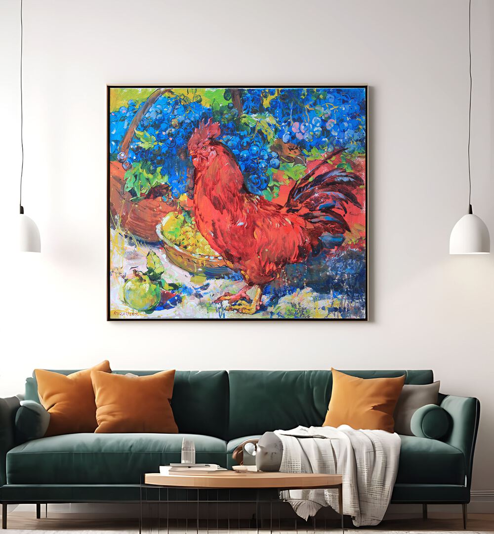 Vibrant ROOSTER , ANIMAL PAINTINGS enhance home decor with a blend of tradition and modern design. Perfect centerpiece!