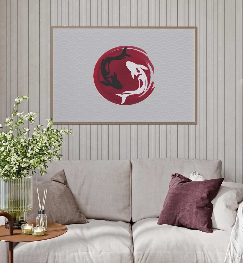 Elevate your space with KOI LOVE II, JAPANESE PAINTINGS, showcasing serene koi fish and their symbolism of love.