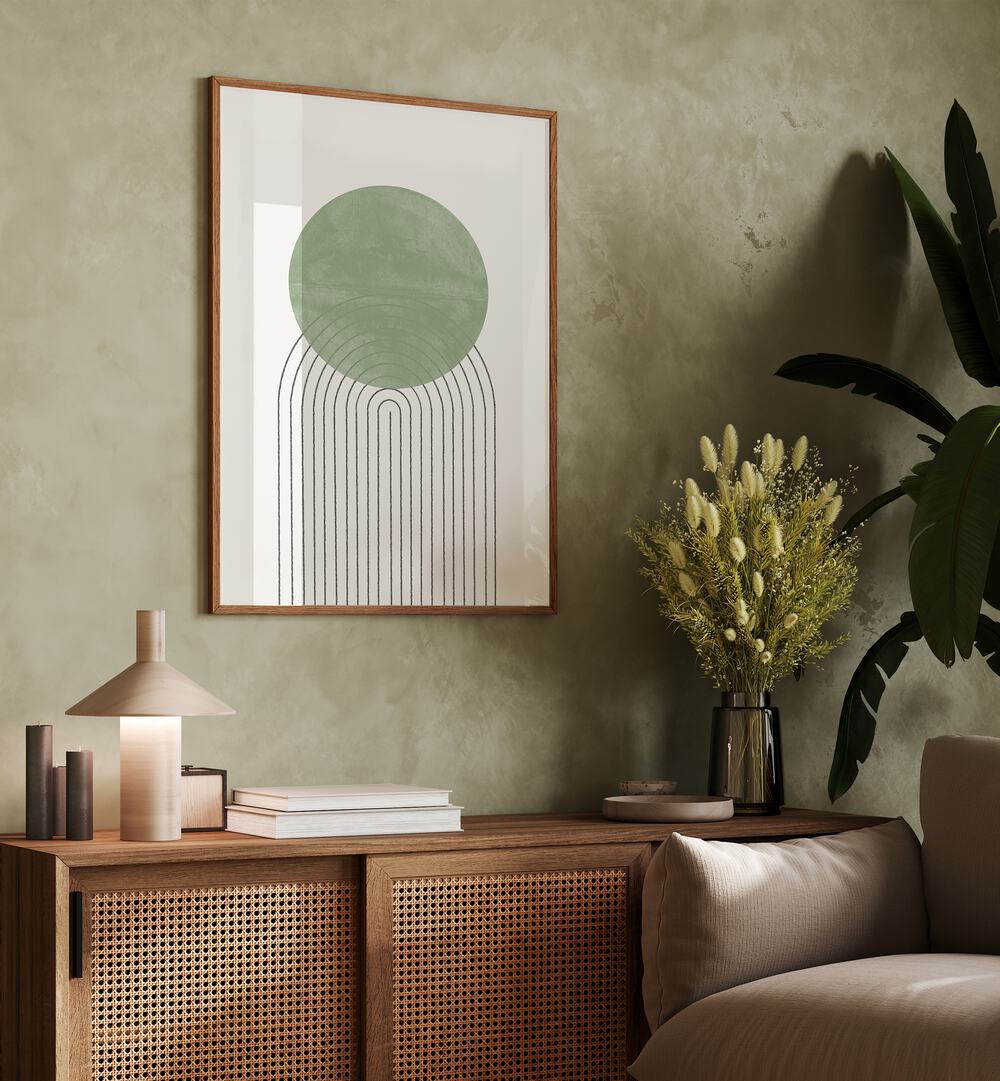 GREEN ABSTRACT, BOHO ART PAINTINGS from The Miuus Studio enrich any space with stunning design and vibrant hues.