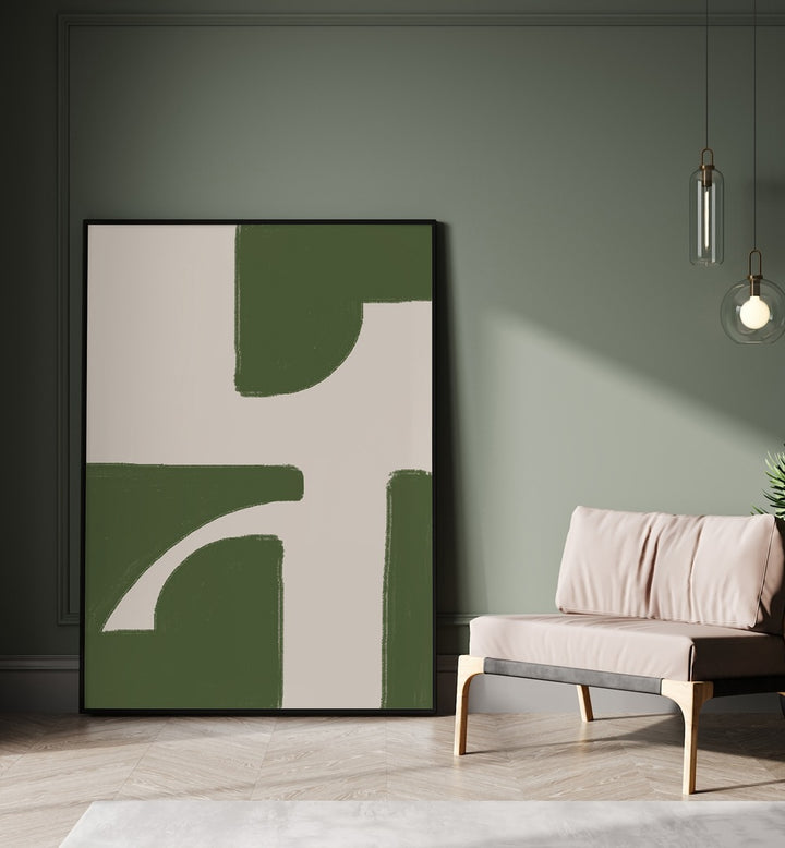 Elevate your space with GREEN BEIGE MODERN, ABSTRACT PAINTINGS, blending contemporary art and soothing tones.
