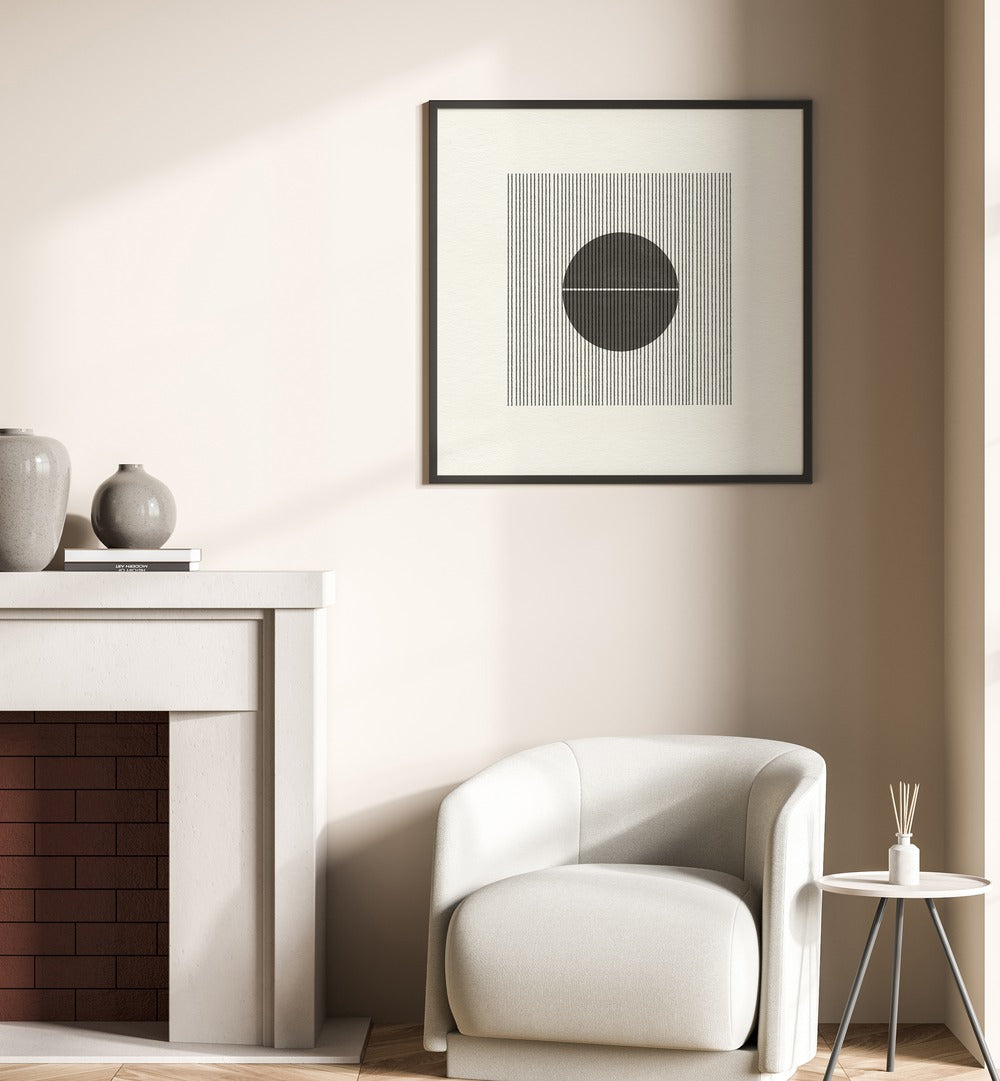 PAPER OBJECT V, GEOMETRIC ART PRINTS displayed in a stylish living room, enhancing modern decor and creativity.