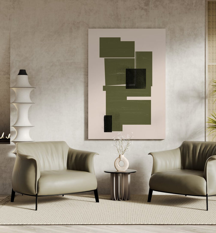 Stylish living space showcasing WATERCOLOR PAPER CUT, GEOMETRIC ART PRINTS, perfect for modern home decor.