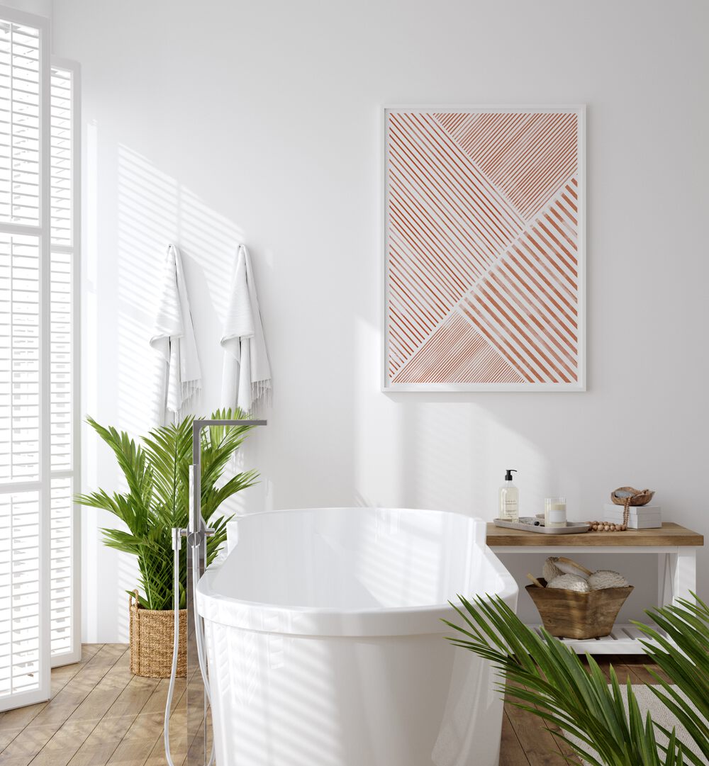 Bright and modern PEACHY LINE ART II, GEOMETRIC ART PRINTS, elevating home decor with artistic sophistication.