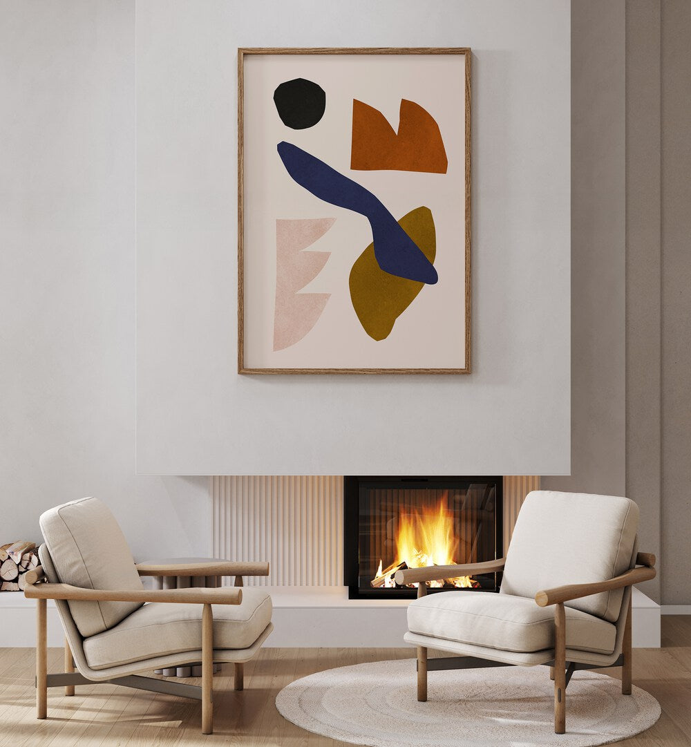Modern living room featuring EXPRESSIVE VIII, GEOMETRIC ART PRINTS, enhancing creativity and artistic expression.