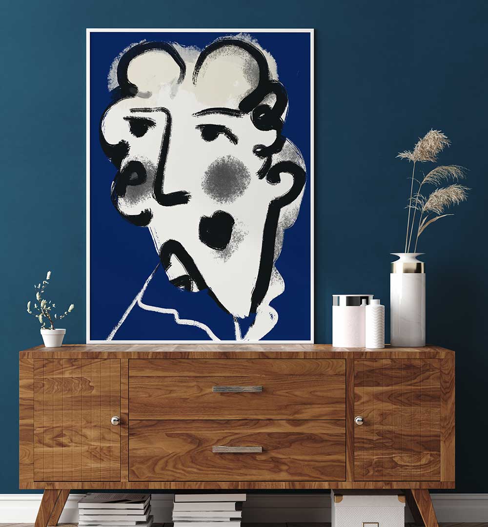 LANDLADY IN BLUE , PORTRAITS & FIGURATIVE ILLUSTRATIONS