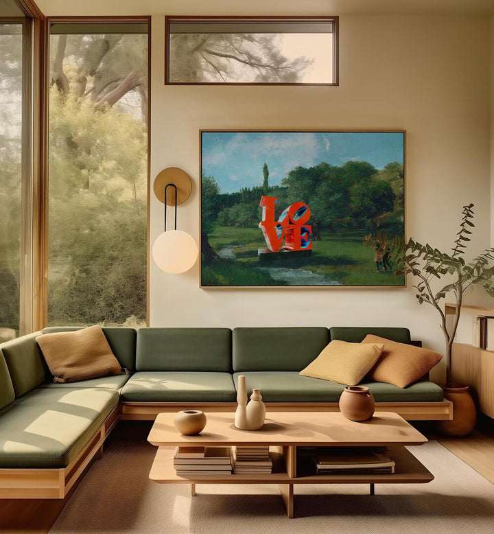 Stylish living room featuring THE LOVE FOUND, ALTERED ART PRINTS, adding charm and emotion to your space.