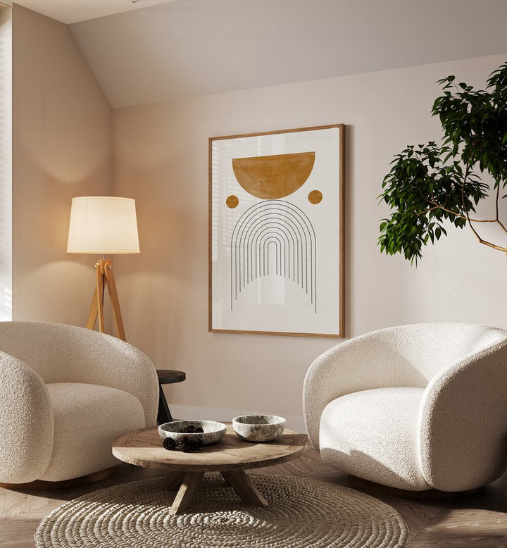 Stylish living space featuring MODERN SOFT WATERCOLOR BALANCE, BOHO ART PAINTINGS from Miuus Studio, radiating elegance.