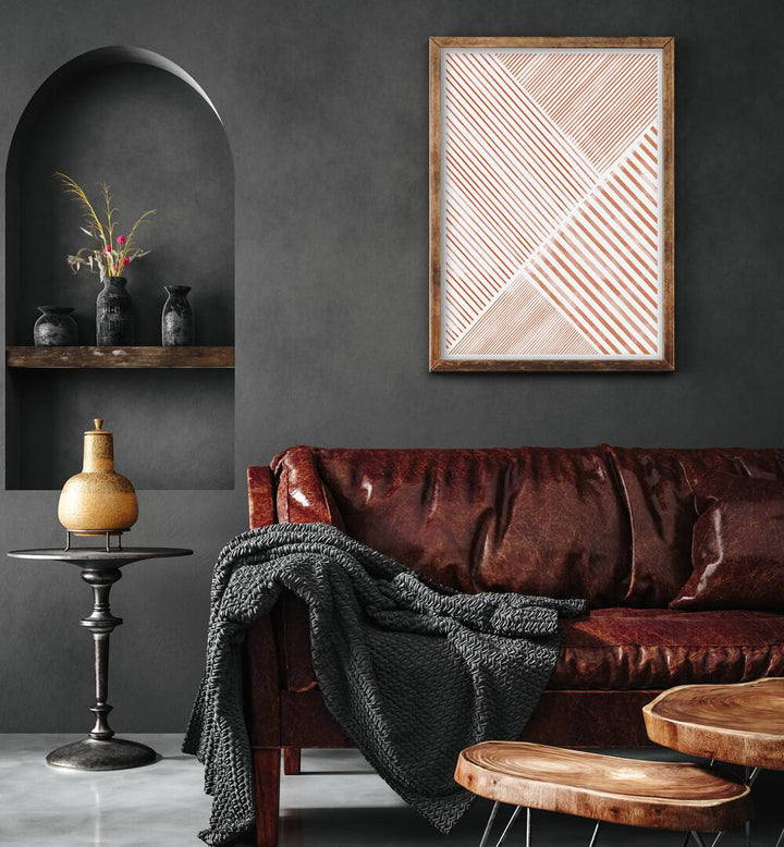 Stylish PEACHY LINE ART II, GEOMETRIC ART PRINTS enhance modern home decor with artistic sophistication.