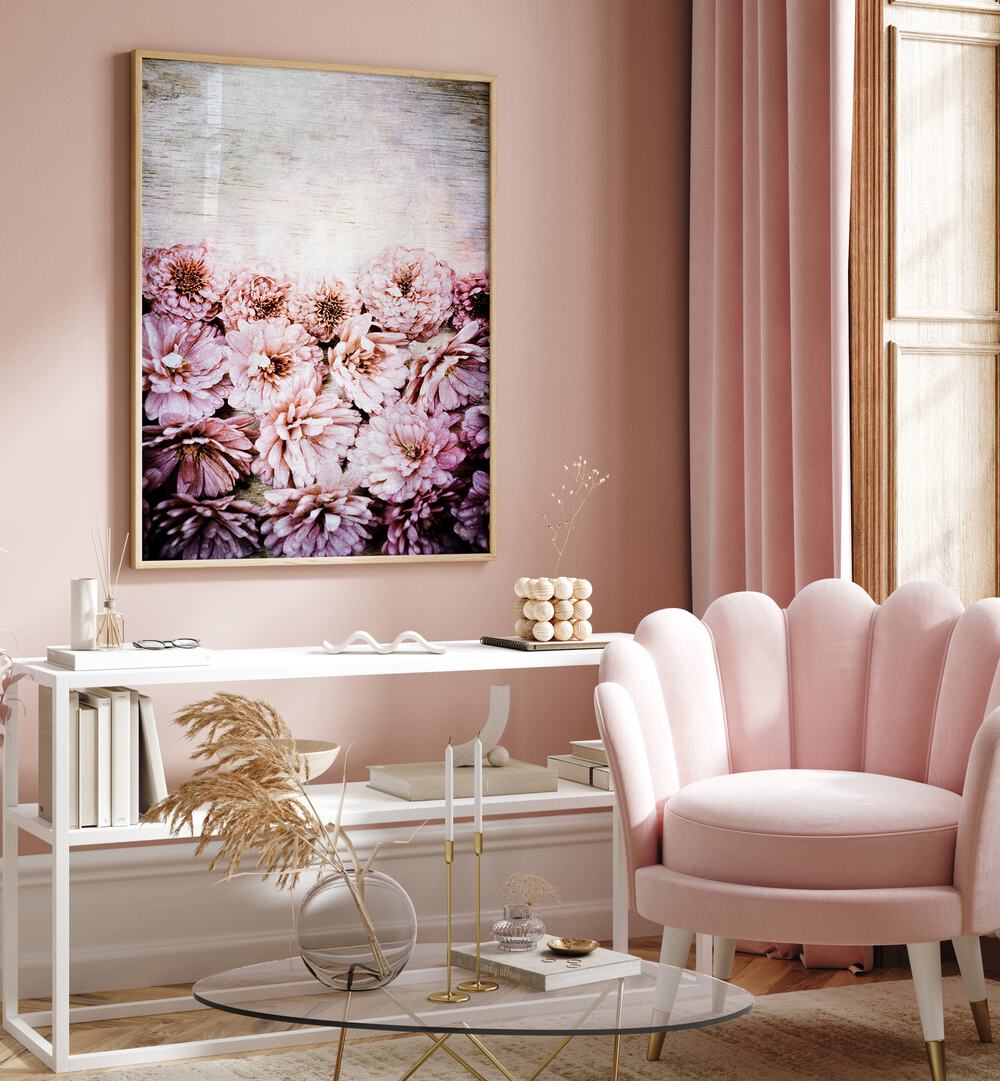 Delicate PINK FLORALS bloom in this stunning floral flower painting, perfect for enhancing any vibrant space.