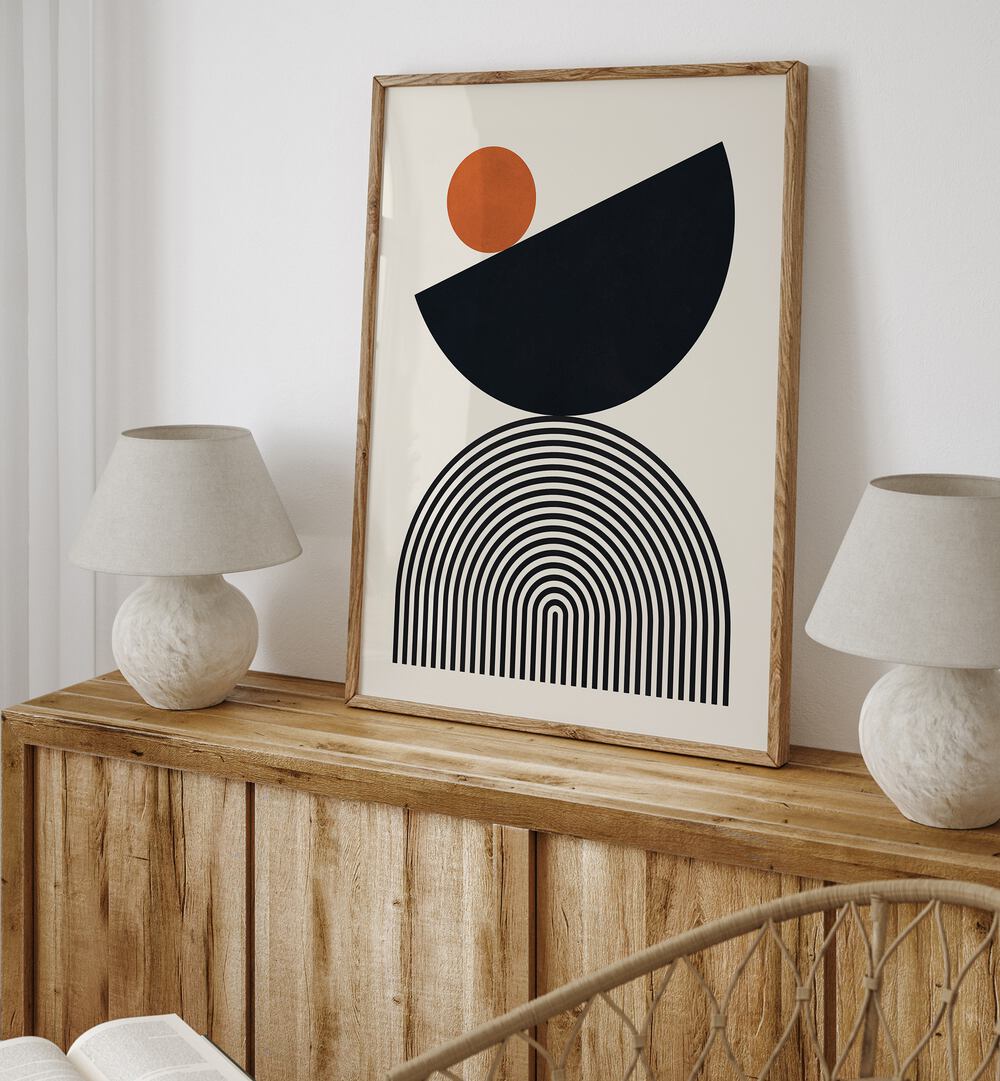 Stunning LINES AND CIRCLES XXVII, BOHO ART PAINTINGS enhancing modern decor with vibrant colors and geometric charm.