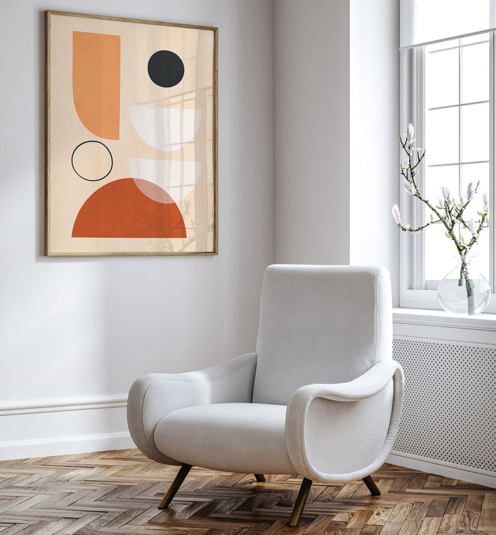 Stylish SEMICIRCLES III, BOHO ART PAINTINGS displayed in a modern room, perfect for art lovers and creative spaces.