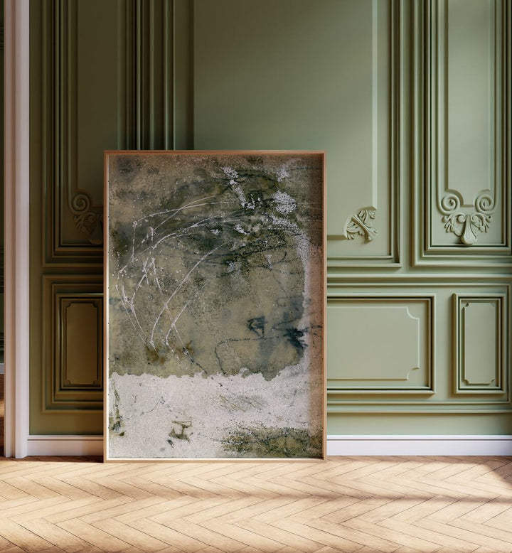Explore the LAYERS AND MARKS II, ABSTRACT PAINTINGS, showcasing artistic expression in a stylish interior setting.