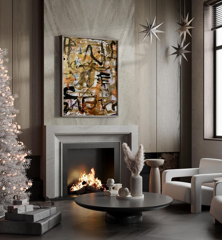 Stylish interior featuring DAY XVI, ABSTRACT PAINTINGS, enhancing the modern space with captivating art.