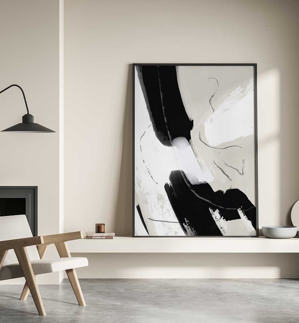 PAINT ABSTRACT B & W , ABSTRACT PAINTINGS