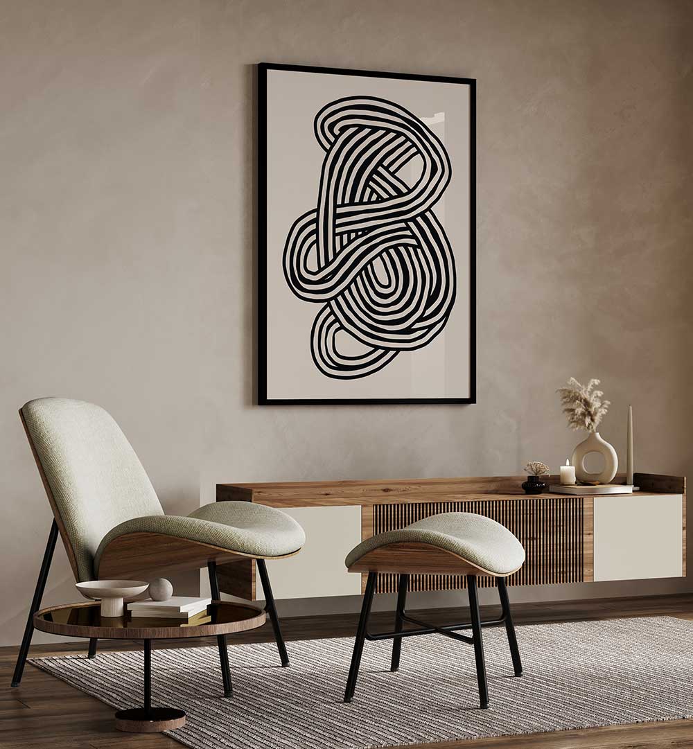 LINE ART ORGANIC SHAPE IN BLACK , LINE ART PAINTINGS
