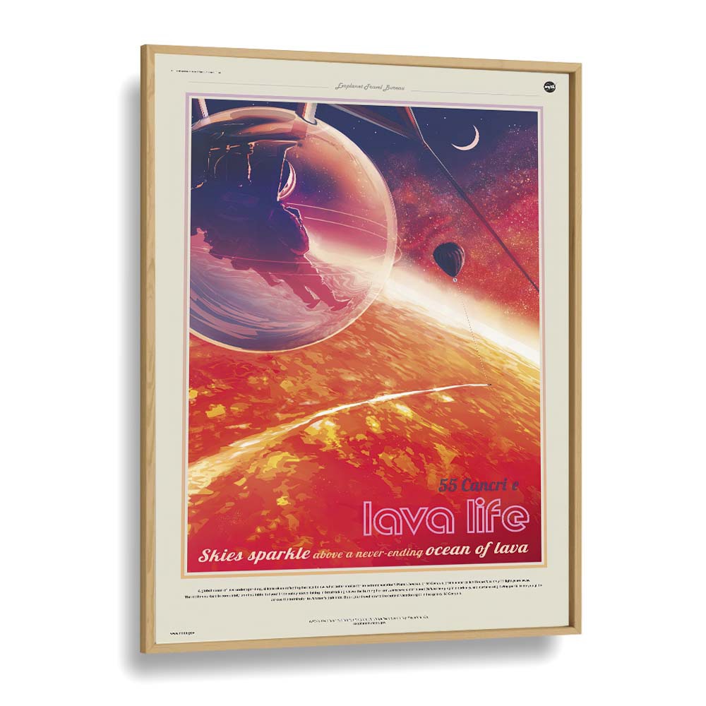 55 Cancri E Astronaut & Nasa Paintings, Space Art Prints Artwork in Oak Wood Plain Frame
