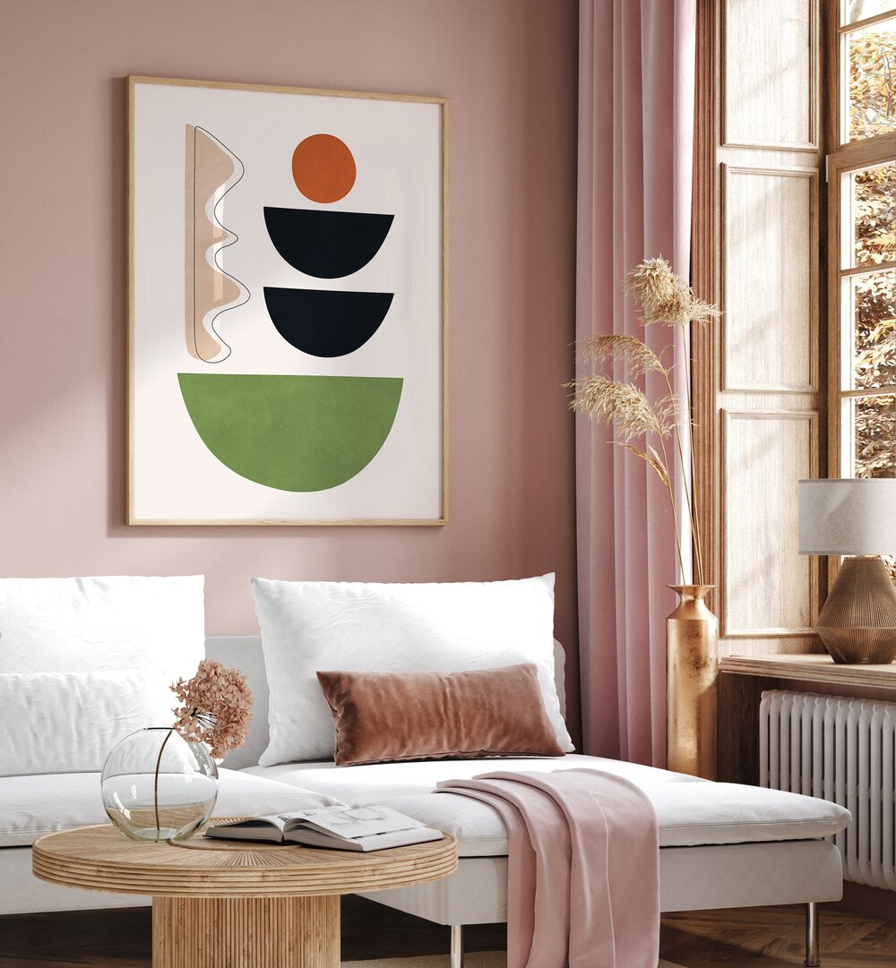 Stylish living room featuring EXPRESSIVE VII, GEOMETRIC ART PRINTS, perfect for modern decor and artistic inspiration.