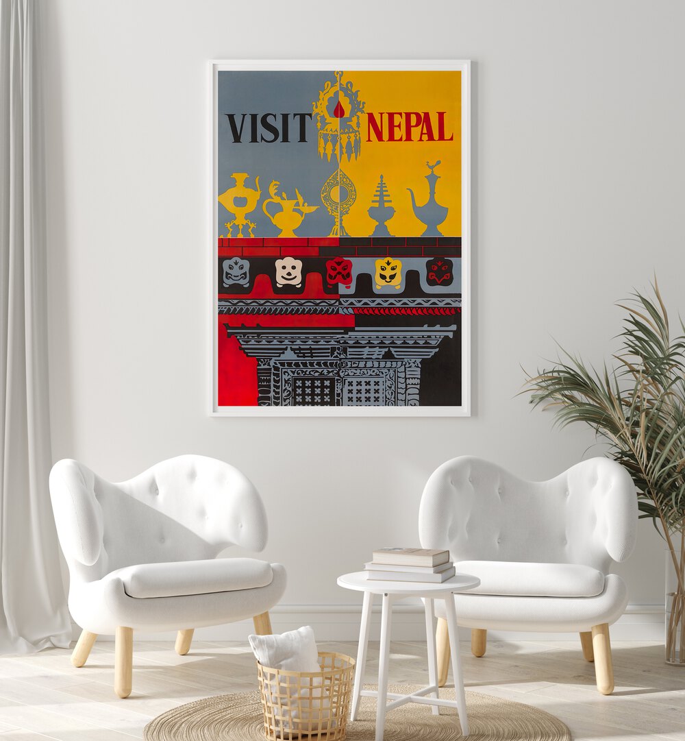 Colorful NEPAL Vintage Travel Posters showcase Nepal's culture, perfect for adding adventure to any space.