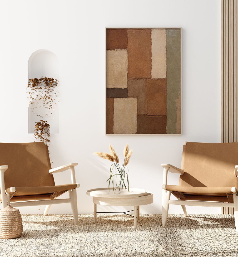 Stylish living space featuring ARCILLA, ABSTRACT PAINTINGS, enhancing modern decor with vibrant color and form.