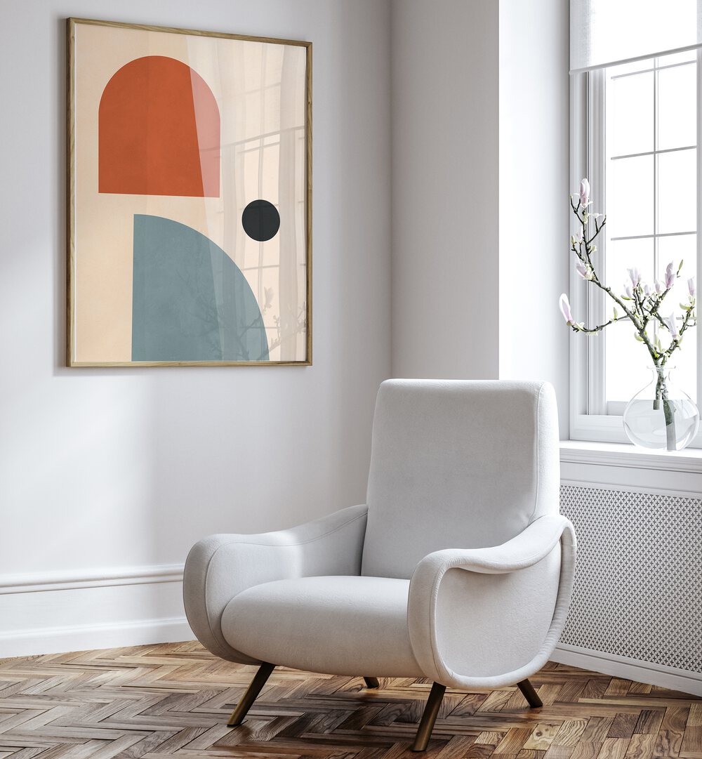 Stylish SEMICIRCLES I, BOHO ART PAINTINGS complement modern interiors with innovative geometric designs.