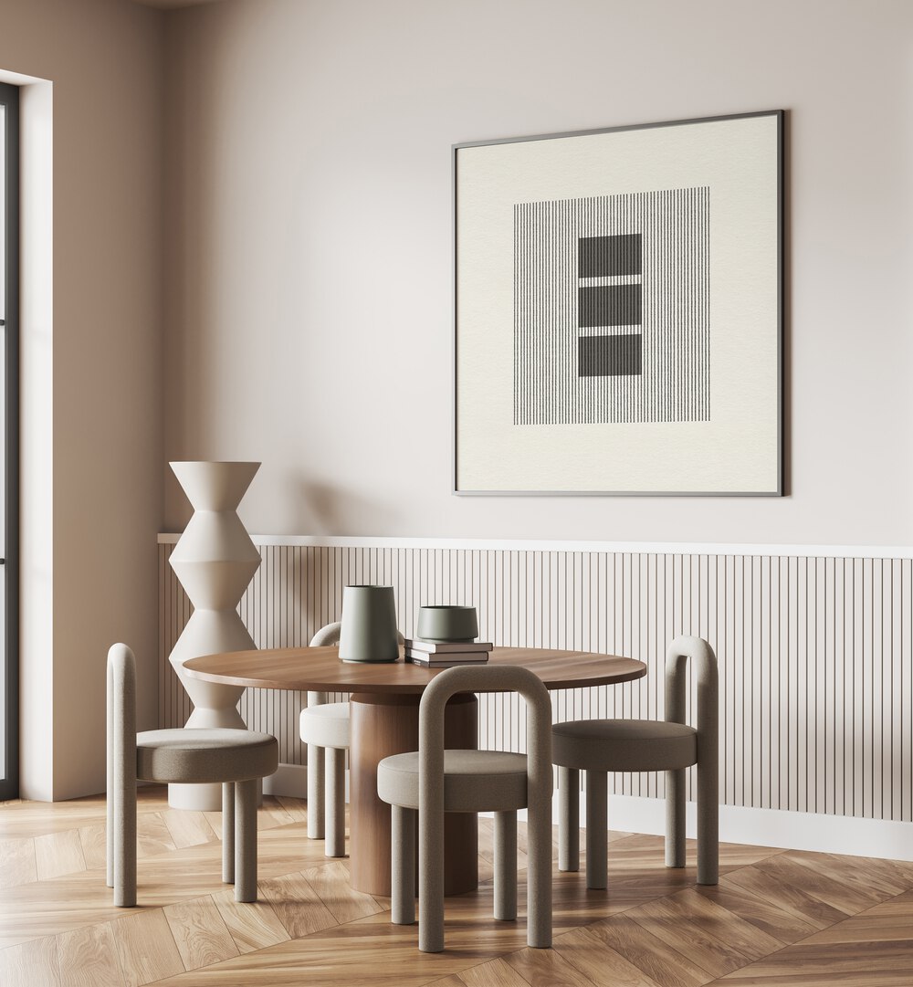 Modern living space featuring PAPER OBJECT I, GEOMETRIC ART PRINTS, adding elegance and style to your decor.