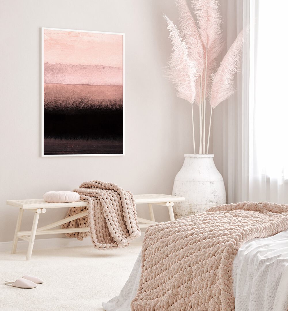 Elegant living space featuring SHADES OF PINK, ABSTRACT PAINTINGS, enhancing beauty and sophistication.