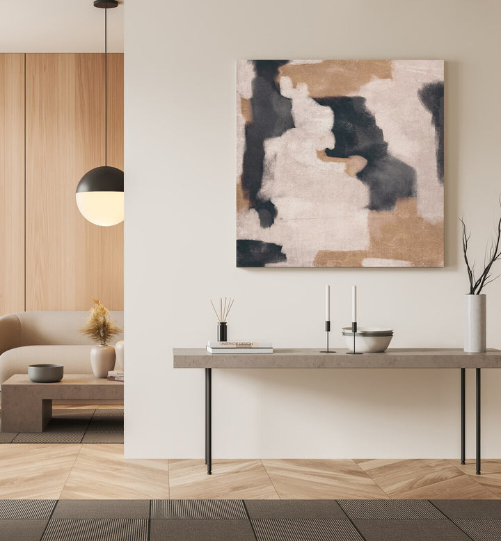 Stylish living space featuring DYNAMIC BRUSHSTROKES II, ABSTRACT PAINTINGS, enhancing modern decor with elegance.