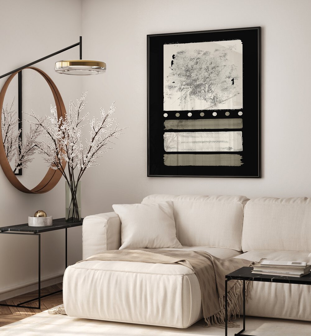 Elevate your space with MIDNIGHT CREAM DELIGHT ABSTRACTION, GEOMETRIC ART PRINTS featuring stunning abstract design.