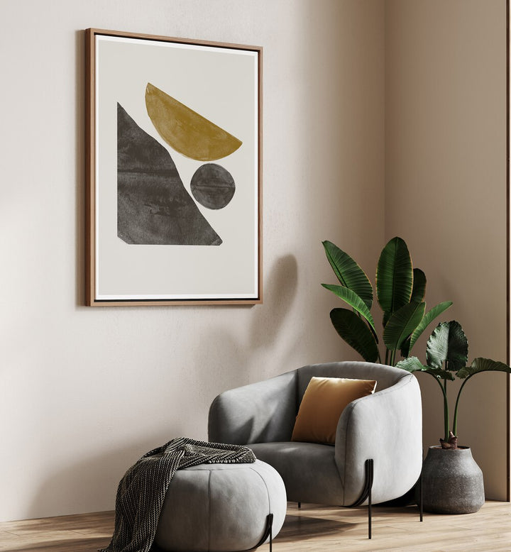 Stylish interior featuring NEW OBJECTS NO.II, GEOMETRIC ART PRINTS that enhance modern elegance and harmony.