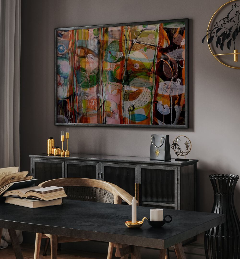 Brighten your space with VIBRANT WHIMSY, ABSTRACT PAINTINGS, showcasing bold colors and artistic flair for modern decor.