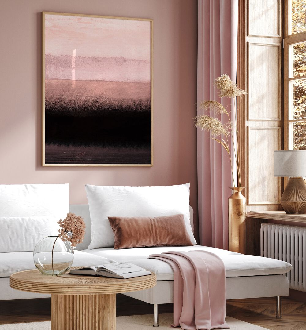 Elegant living space featuring SHADES OF PINK, ABSTRACT PAINTINGS, enhancing beauty and sophistication in any room.