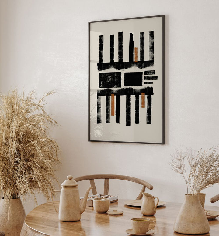 Stylish interior featuring LINO CUT TEXTURE, ABSTRACT PAINTINGS that enhance any space with vivid colors and designs.