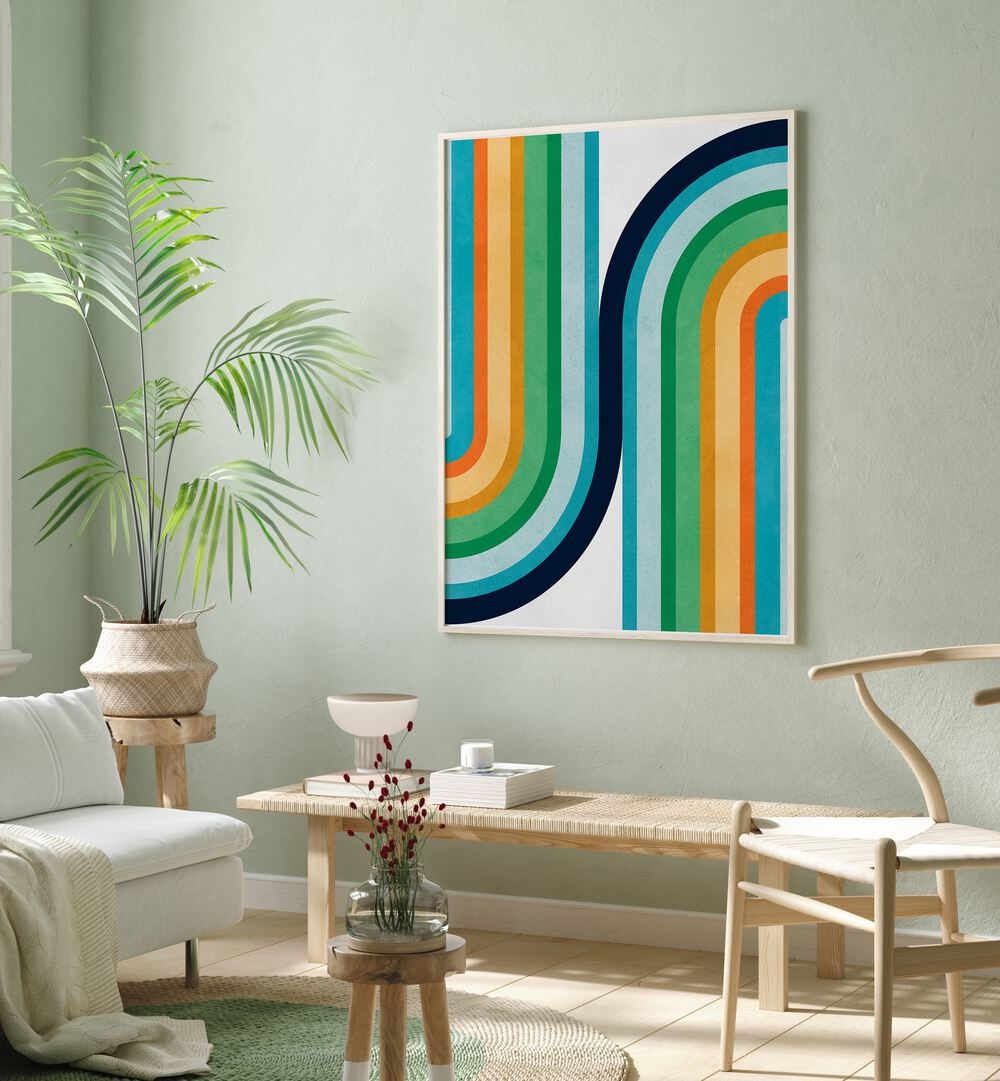 Vibrant CURVED LINES II, GEOMETRIC ART PRINTS brighten your space with colorful, dynamic designs. Perfect for any room!