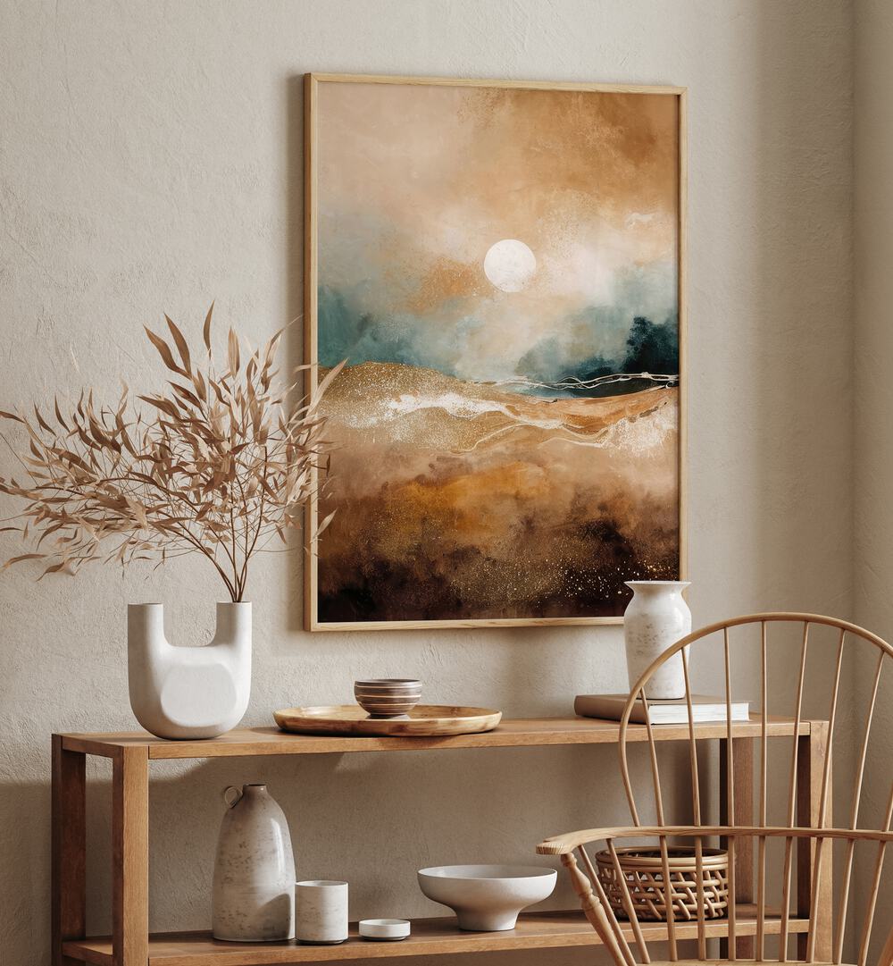 Tranquil Sunrise Over Misty Hills, abstract paintings bring serene beauty to your space, enhancing any decor style.