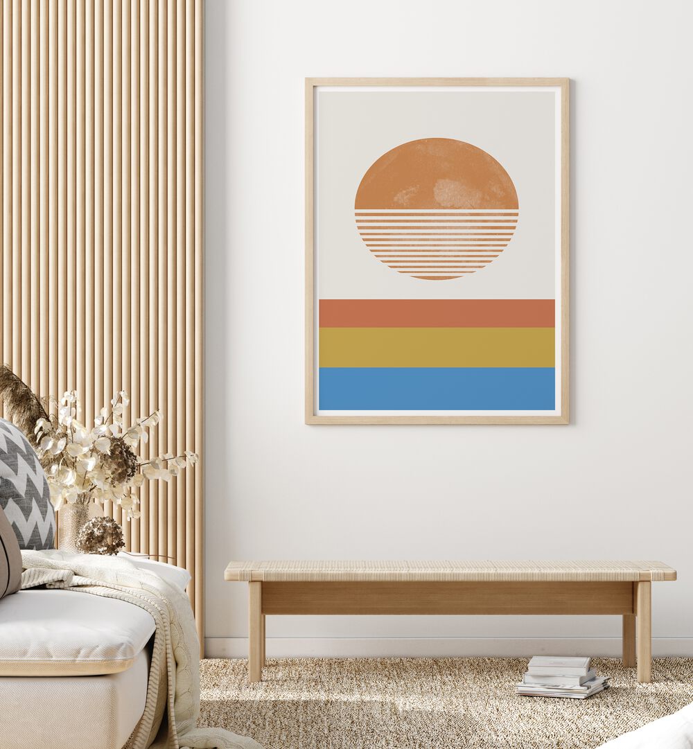 Stylish RETRO LANDESCAPE, GEOMETRIC ART PRINTS from The Miuus Studio enhancing modern living space decor.