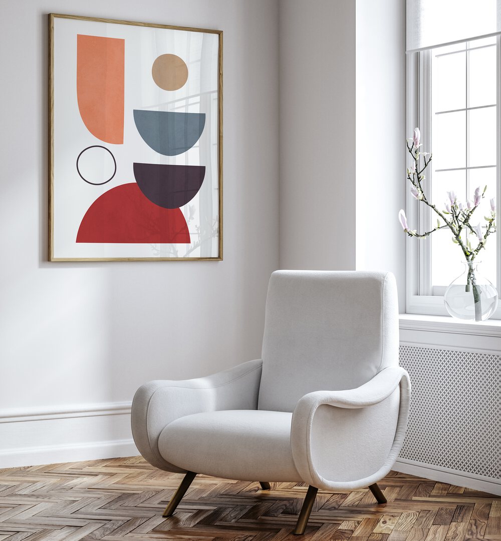 Modern interior featuring EXPRESSIVE VIII, GEOMETRIC ART PRINTS, adding creativity to any space. Perfect for contemporary decor.