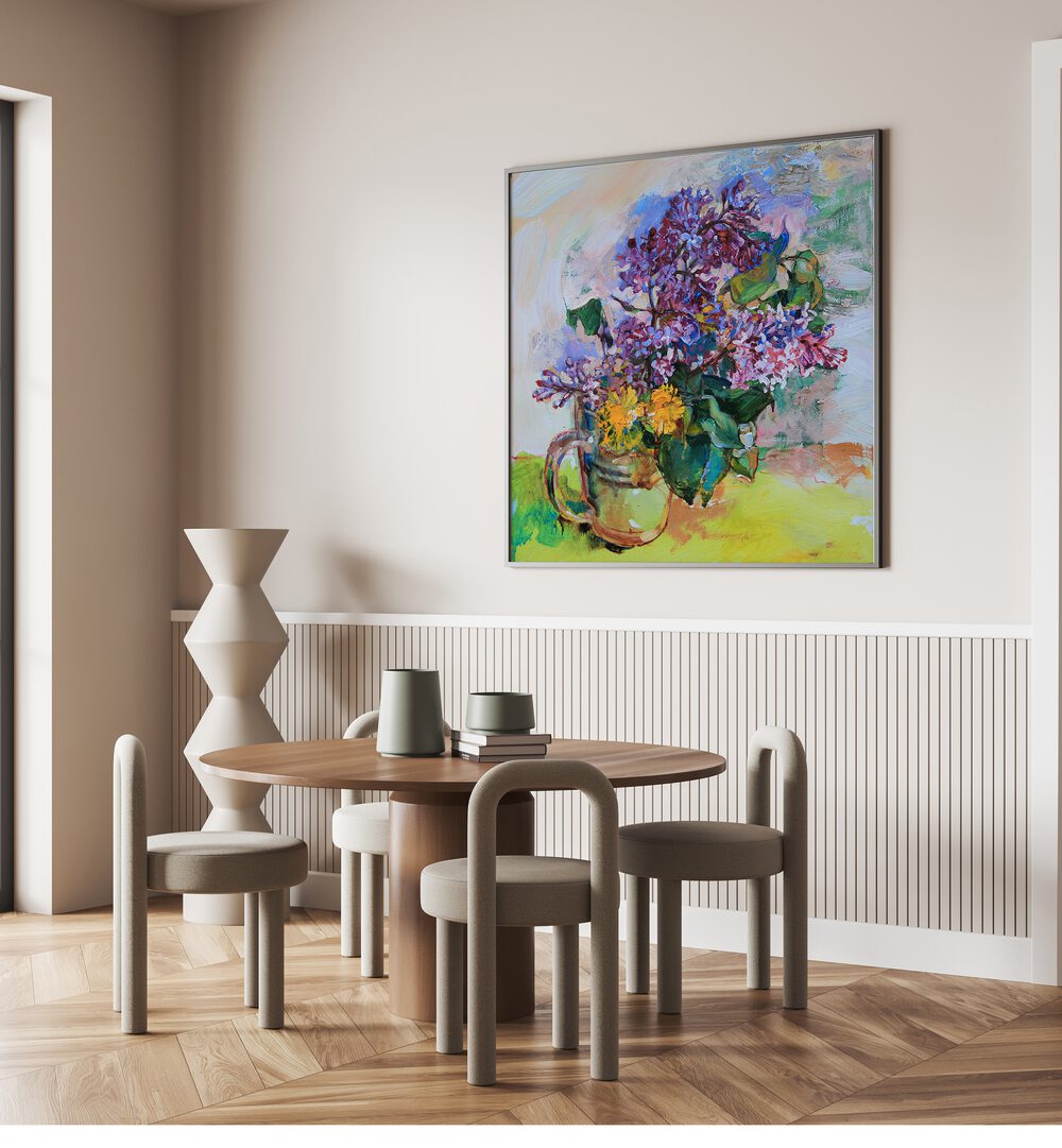 Brighten your space with SMALL LILAC, FLORAL FLOWER PAINTINGS, a stunning, elegant artwork perfect for any decor.