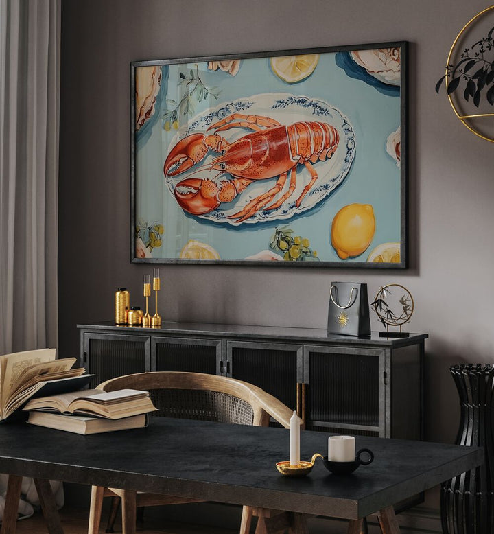 Stylish kitchen poster featuring a GOURMET LOBSTER FEAST, perfect for seafood lovers and culinary enthusiasts.